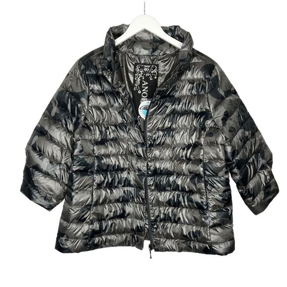 Anorak Crop Sleeve Puffer Jacket Black Camo Size M NEW - Picture 5 of 16